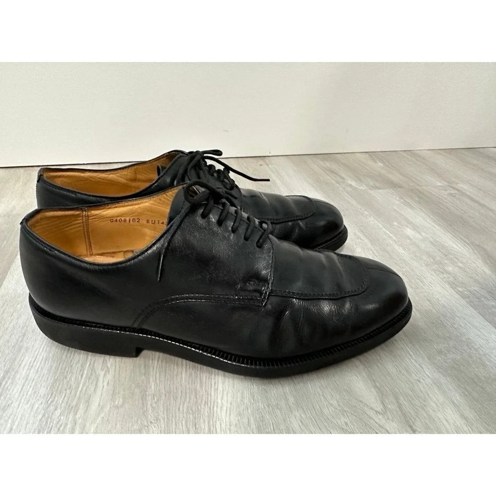 Burberry London Derby Shoes Men 24.5 Black Good Split Toe BU1430 Leather Italy 7